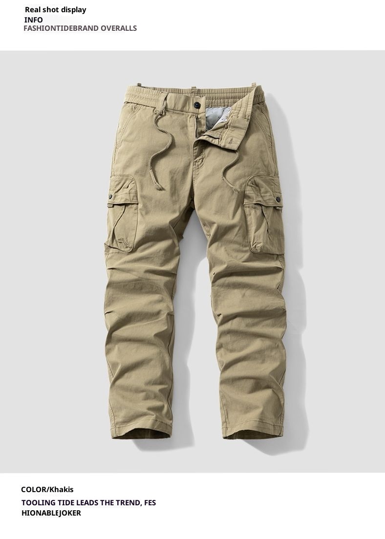 boy New Retro Cargo For Men Multi-Pocket Loose Straight Men's Casual High-End Export Sports Pants_voghion.com