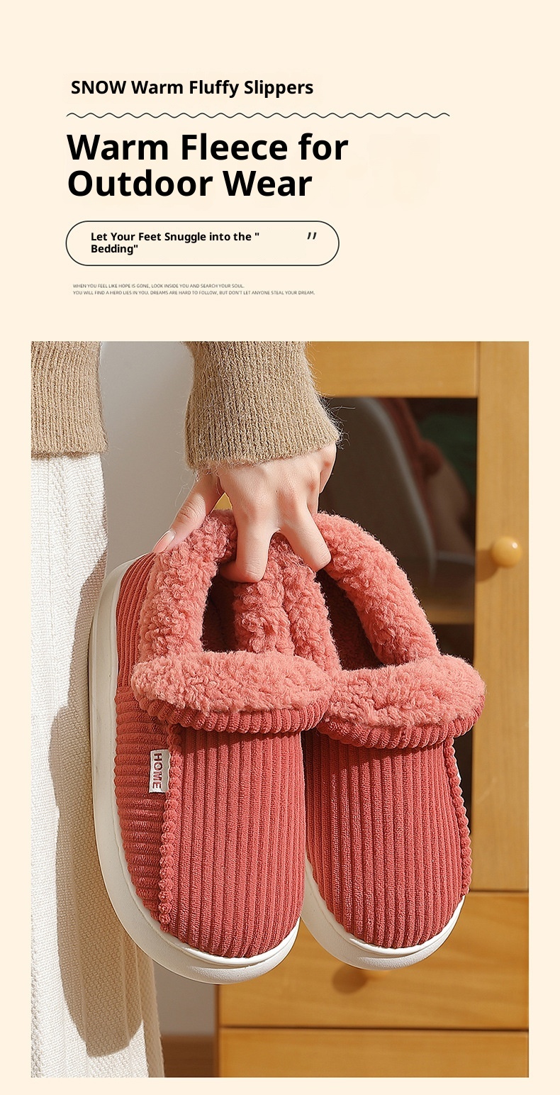 Zees Plush Warm Shoes Men Winter Outdoor Wear Middle-aged And Elderly Home Indoor Thick-soled Non-slip Closed-back Cotton_voghion.com