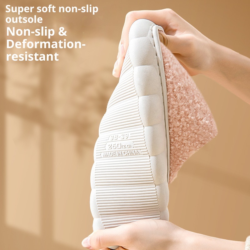 Zees Women's With Fleece Lining, Thickened For Home Use, Autumn And Winter Indoor Warmth, Thick Sole, Non-Slip, Closed Heel,_voghion.com