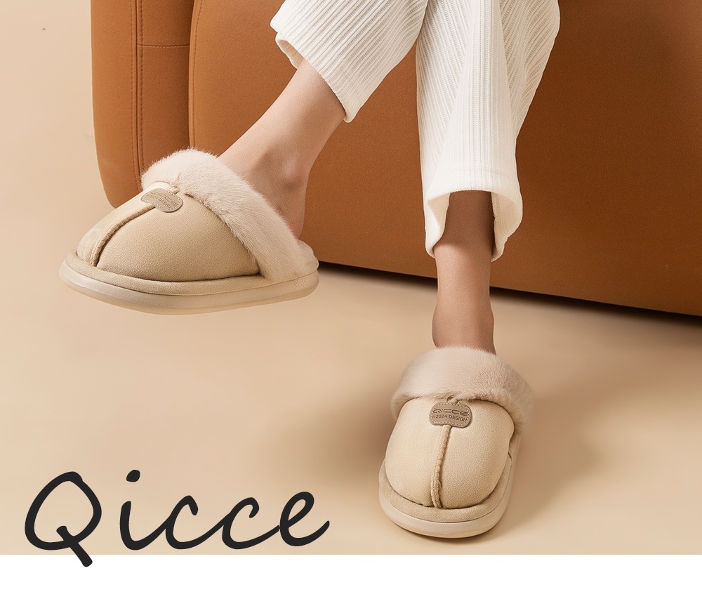 Zees Qingchen 2025 Winter New Fleece Floor Mop For Women, Plush Warm Indoor Thick Sole Non-Slip Cotton Slippers_voghion.com