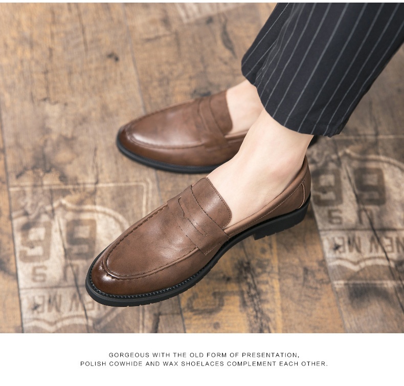 Voyage Voyage Summer Soft Surface Loafers Men's Slip-On Business Casual Thick-Soled Leather Groomsmen Shoes_voghion.com