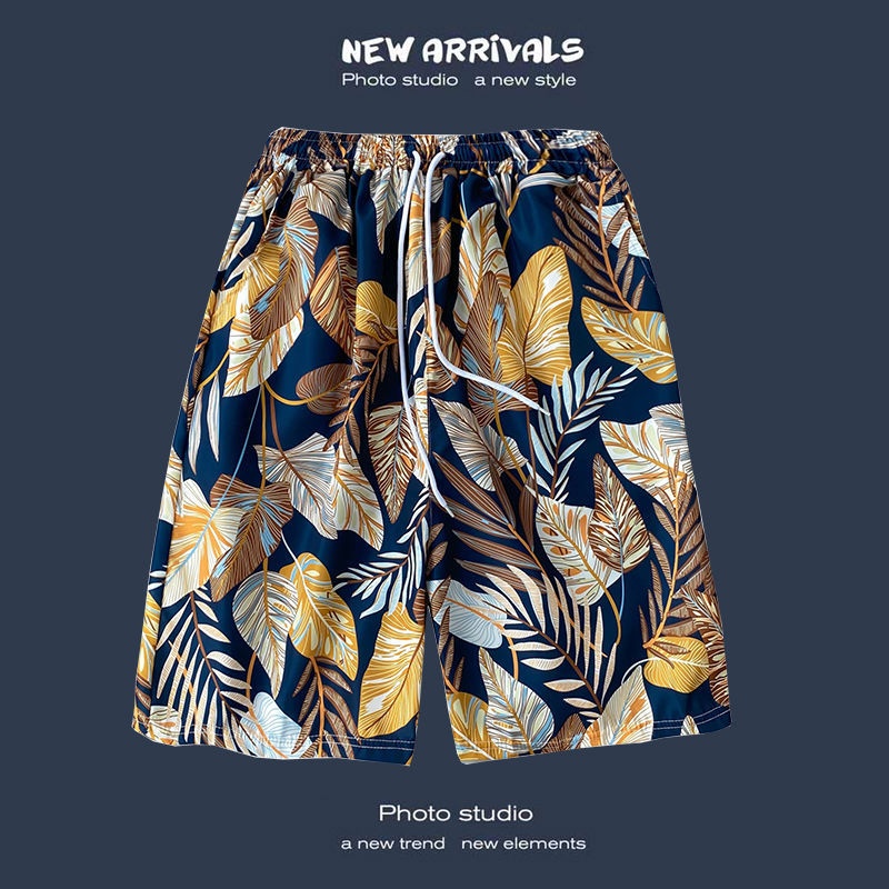 boy Hawaiian Casual For Men, Loose Fit, Versatile Floral Beach Vacation Trendy Couple Shorts_voghion.com