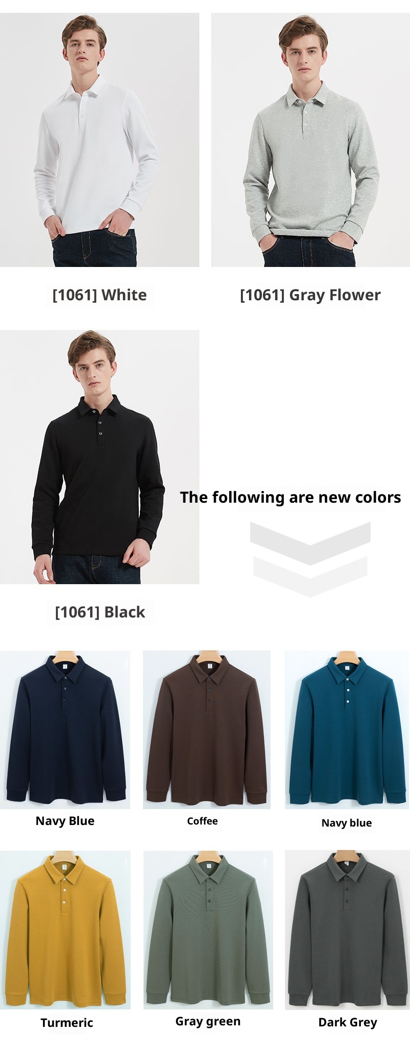 Polo da uomo in cotone Xinjiang spesso unisex con colletto a maniche lunghe e strato d'aria da 300 g di alta qualità_voghion.com