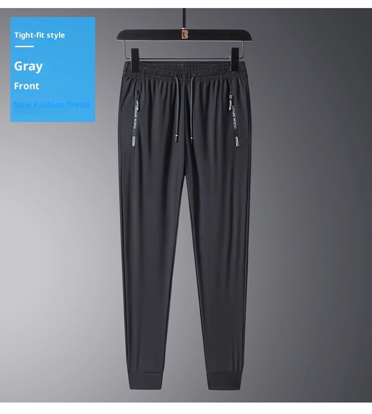 boy Ice Silk Men's Long Loose Large Size Straight Quick-Dry Elastic Running Casual Sports Pants Versatile_voghion.com