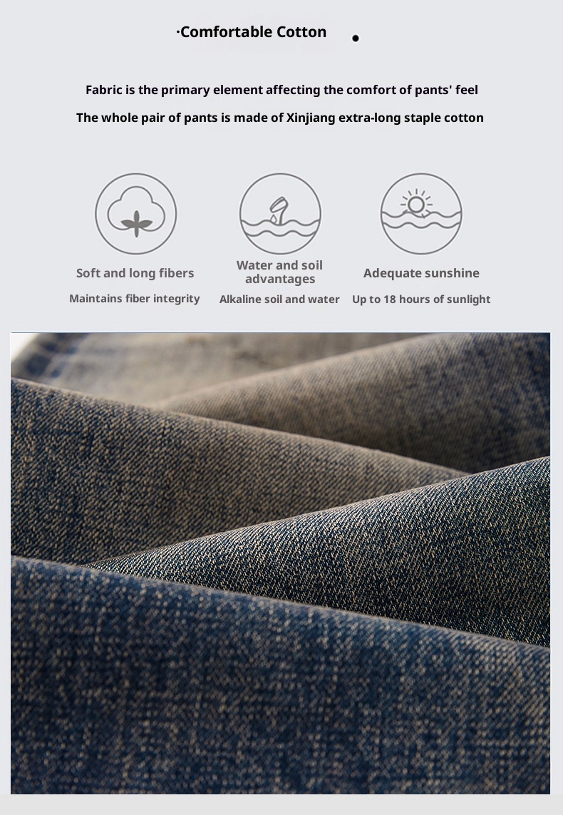 Jean homme rouge à oreilles, coupe ample, droit, extensible, décontracté, délavé, automne-hiver._voghion.com