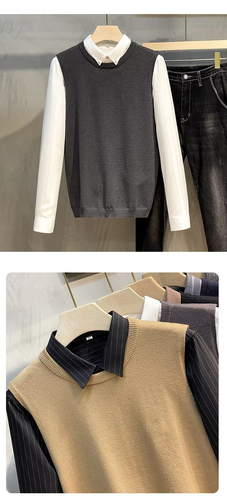 ragazzo Ragazzo Ragazzo Ragazzo 2022 Autunno Inverno Nuovo Senza Maniche Lavorato a Maglia Stile Coreano Leggero Maturo Casuale Largo Girocollo Maglione Gilet Per Uomo_voghion.com