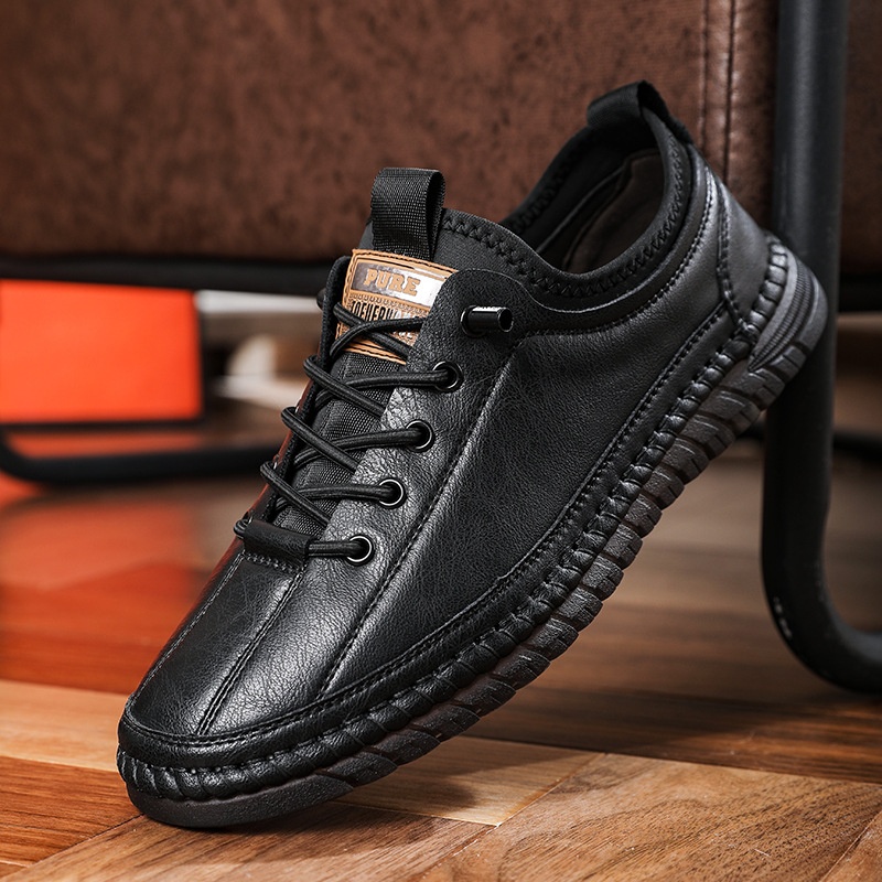 Voyage Voyage 2024 Spring And Autumn New Men's Casual Shoes Handmade Leather Soft Sole Slip-On Loafers 1102_voghion.com