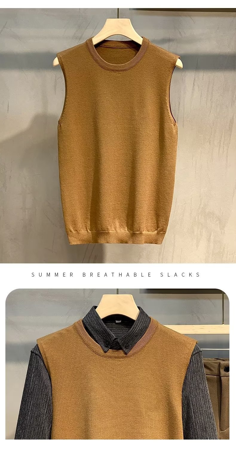 ragazzo Ragazzo Ragazzo Ragazzo 2022 Autunno Inverno Nuovo Senza Maniche Lavorato a Maglia Stile Coreano Leggero Maturo Casuale Largo Girocollo Maglione Gilet Per Uomo_voghion.com