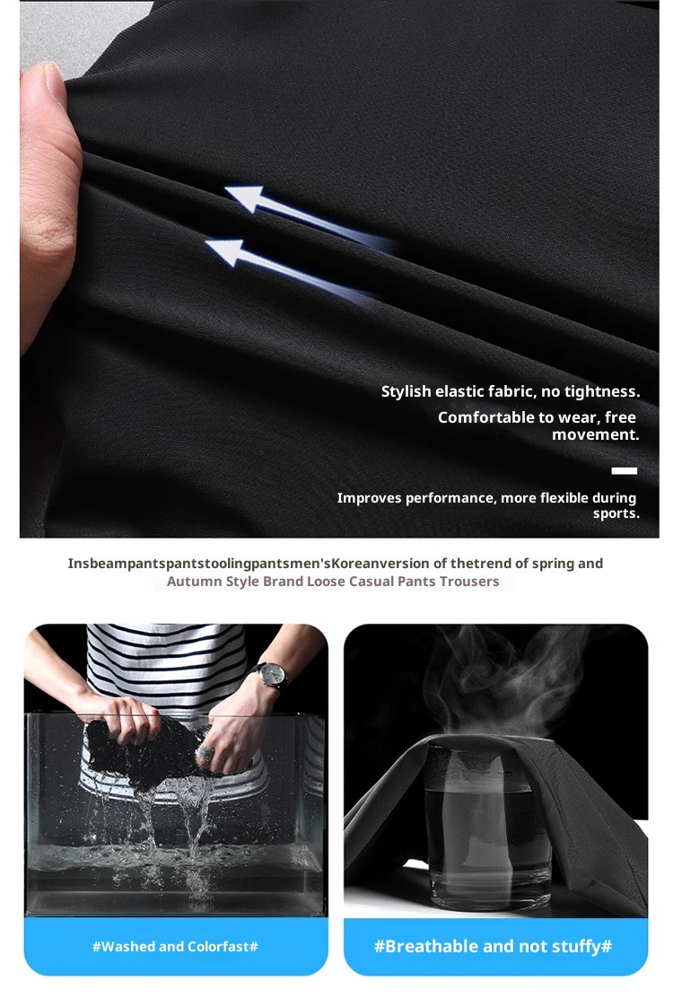boy Ice Silk Men's Long Loose Large Size Straight Quick-Dry Elastic Running Casual Sports Pants Versatile_voghion.com