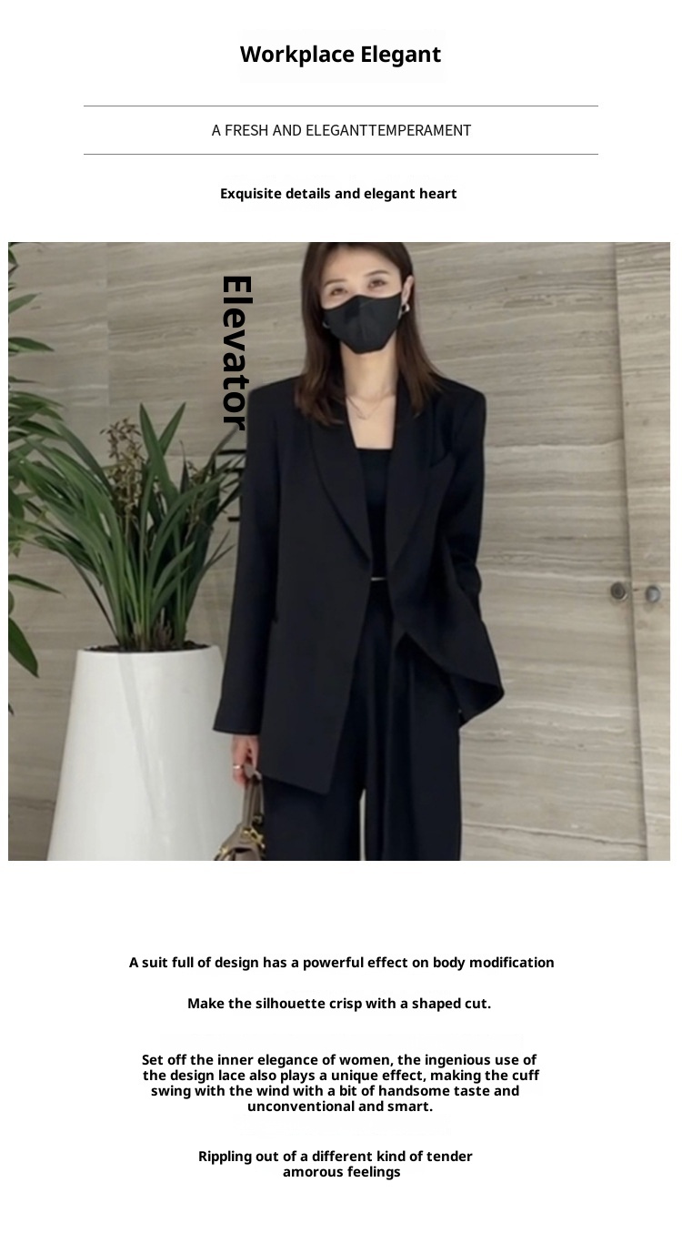 Ensemble deux pièces élégant et raffiné pour femme, collection printemps 2024, style coréen déesse. Veste blazer et pantalon décontractés._voghion.com