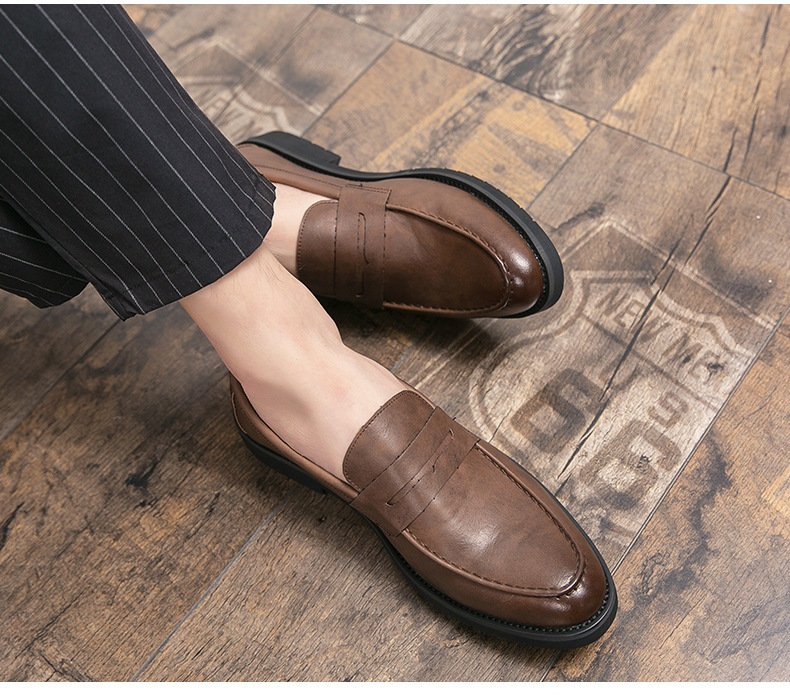 Voyage Voyage Summer Soft Surface Loafers Men's Slip-On Business Casual Thick-Soled Leather Groomsmen Shoes_voghion.com