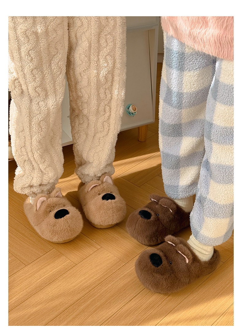 Zees Qidan Shoes Factory Cartoon Cotton For Women Winter Cute Puppy Home Indoor Plush Warm Non-Slip Furry Slippers_voghion.com