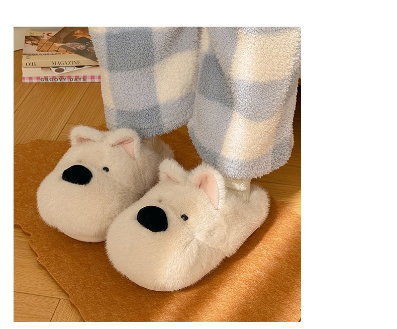 Zees Qidan Shoes Factory Cartoon Cotton For Women Winter Cute Puppy Home Indoor Plush Warm Non-Slip Furry Slippers_voghion.com