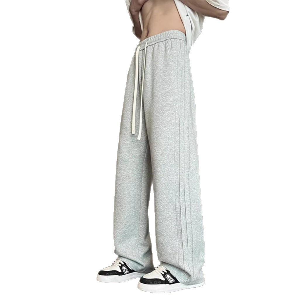 boy Plu Size Pure Cotton Gray Sweatpant Men Summer Thin Straight American Style Trendy Looe Men' Sport Caual Long_voghion.com