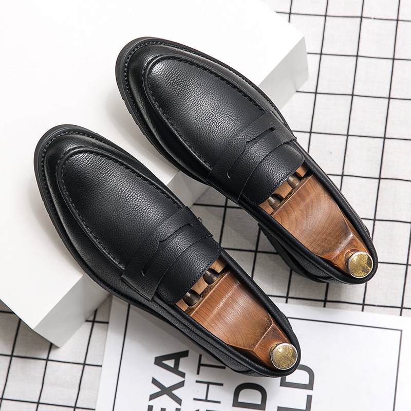 Voyage Voyage Summer Soft Surface Loafers Men's Slip-On Business Casual Thick-Soled Leather Groomsmen Shoes_voghion.com
