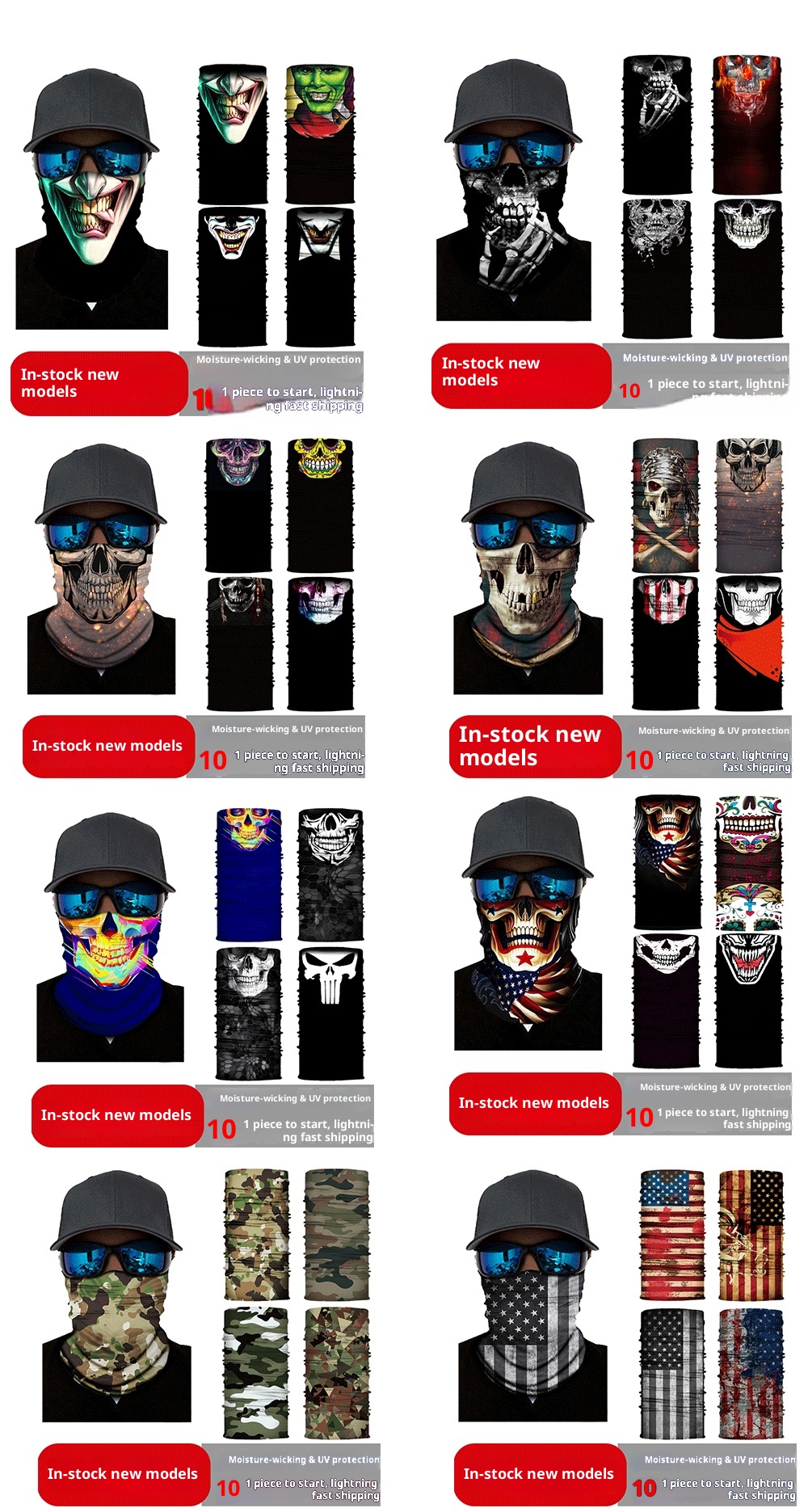 Masque de protection ActiveGo Skull Half Series Automne Hiver, foulard magique chaud et élastique pour le sport et le cyclisme_voghion.com