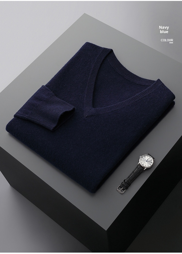 ragazzo ragazzo ragazzo autunno inverno nuovo 100% puro uomo scollo a V giovane maglia casual strato di base in lana maglione con scollo a cuore_voghion.com