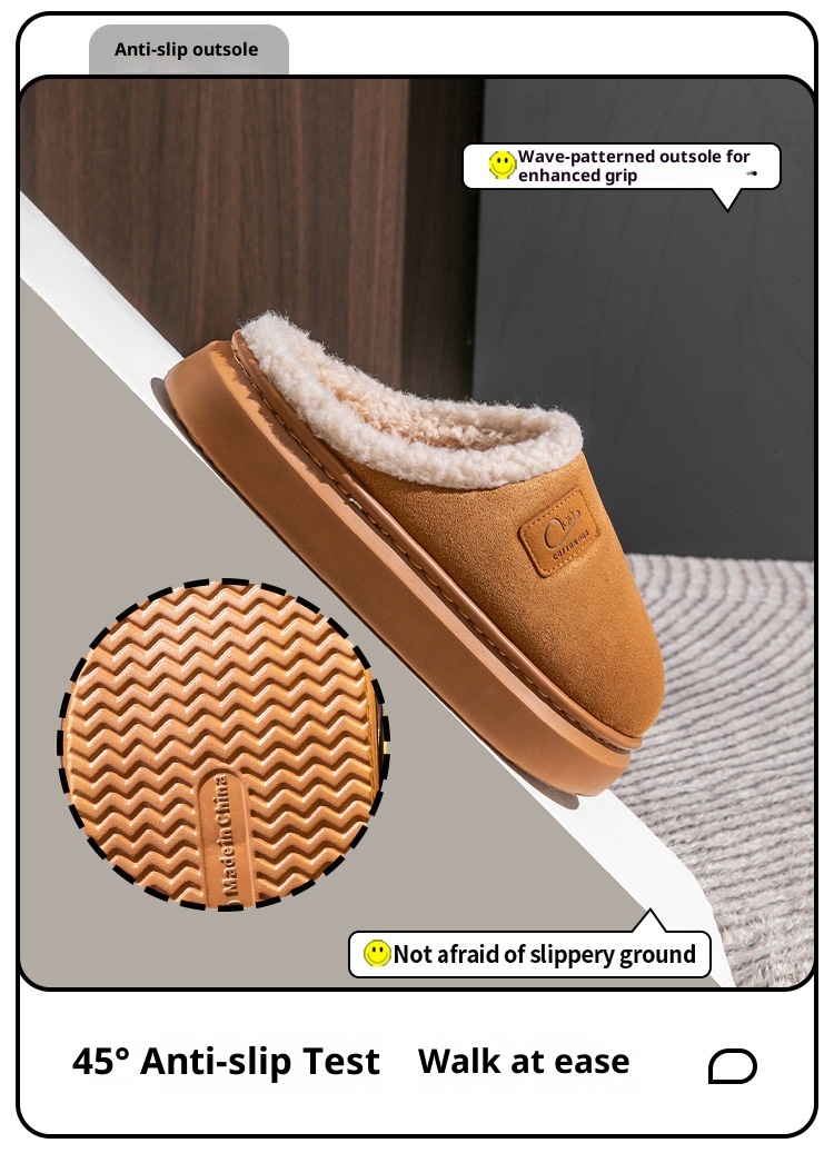 Zees New Cross-Border Foreign Trade Men Winter Fleece-Lined Warm Home Shoes Non-Slip Lamb Wool Cotton Slippers For Women_voghion.com