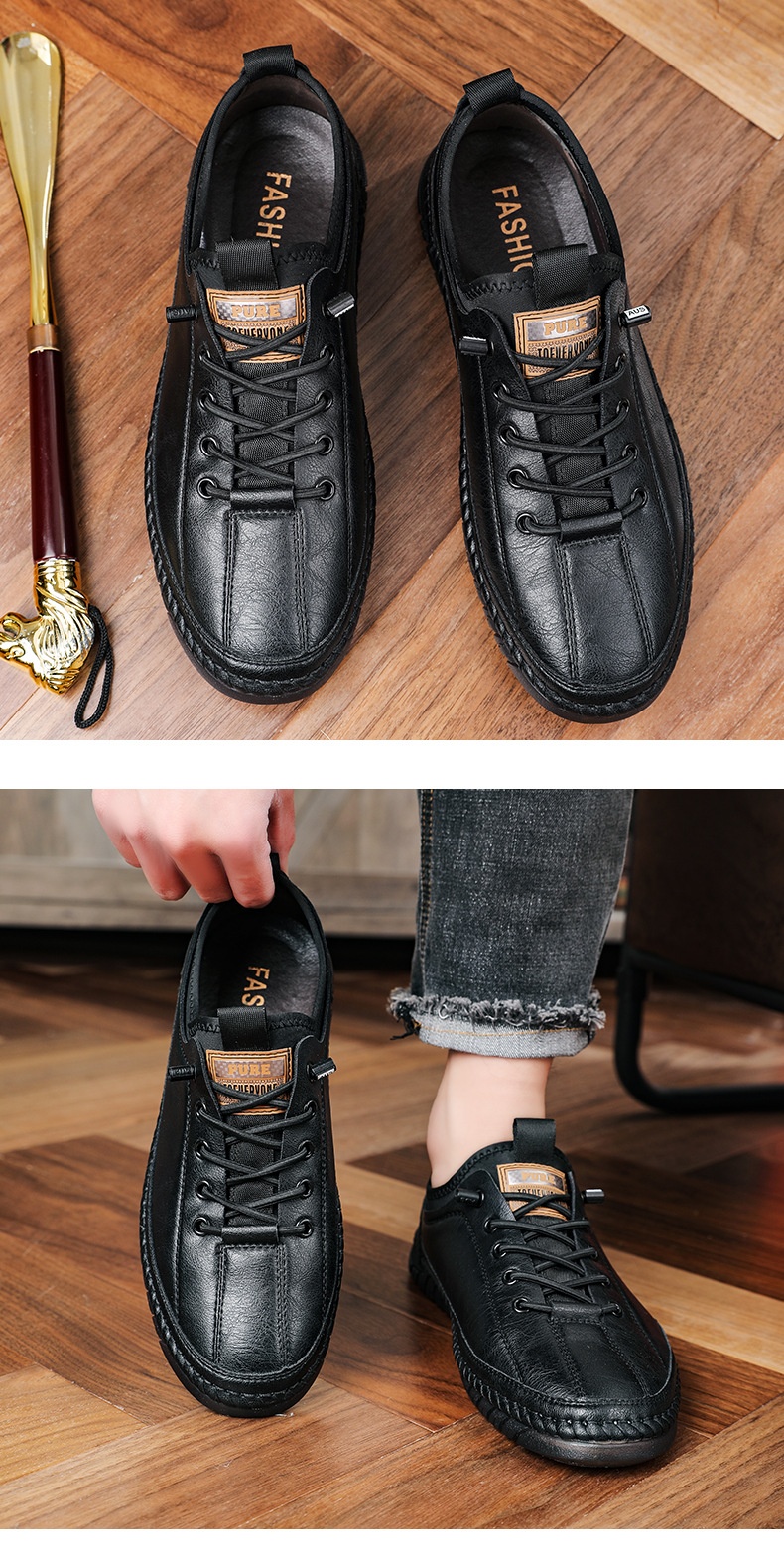 Voyage Voyage 2024 Spring And Autumn New Men's Casual Shoes Handmade Leather Soft Sole Slip-On Loafers 1102_voghion.com