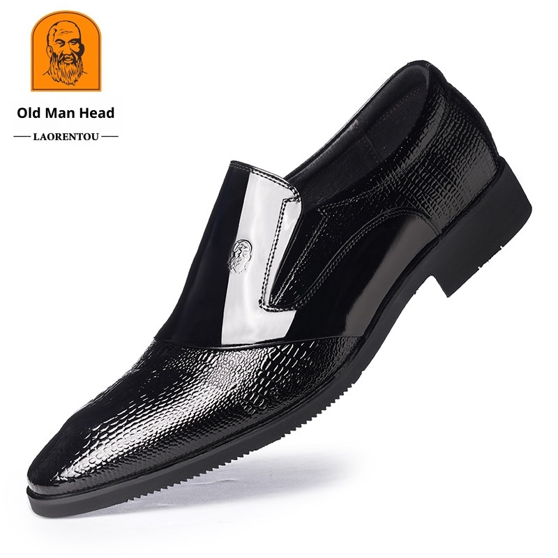 Voyage Elderly Crocodile Pattern Leather Large Size Trendy Korean Style Slim Fit Polished Casual Pointed Toe Men's Shoes 20252_voghion.com