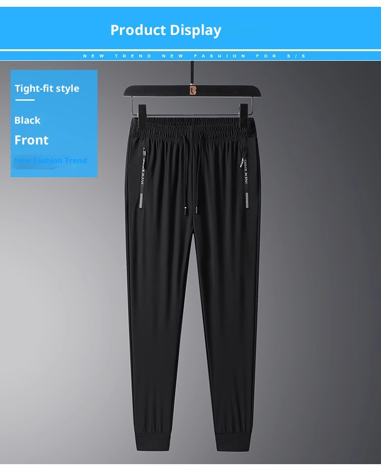 boy Ice Silk Men's Long Loose Large Size Straight Quick-Dry Elastic Running Casual Sports Pants Versatile_voghion.com