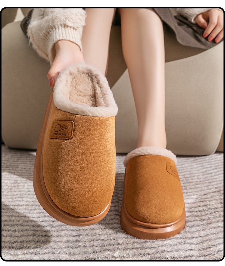 Zees New Cross-Border Foreign Trade Men Winter Fleece-Lined Warm Home Shoes Non-Slip Lamb Wool Cotton Slippers For Women_voghion.com