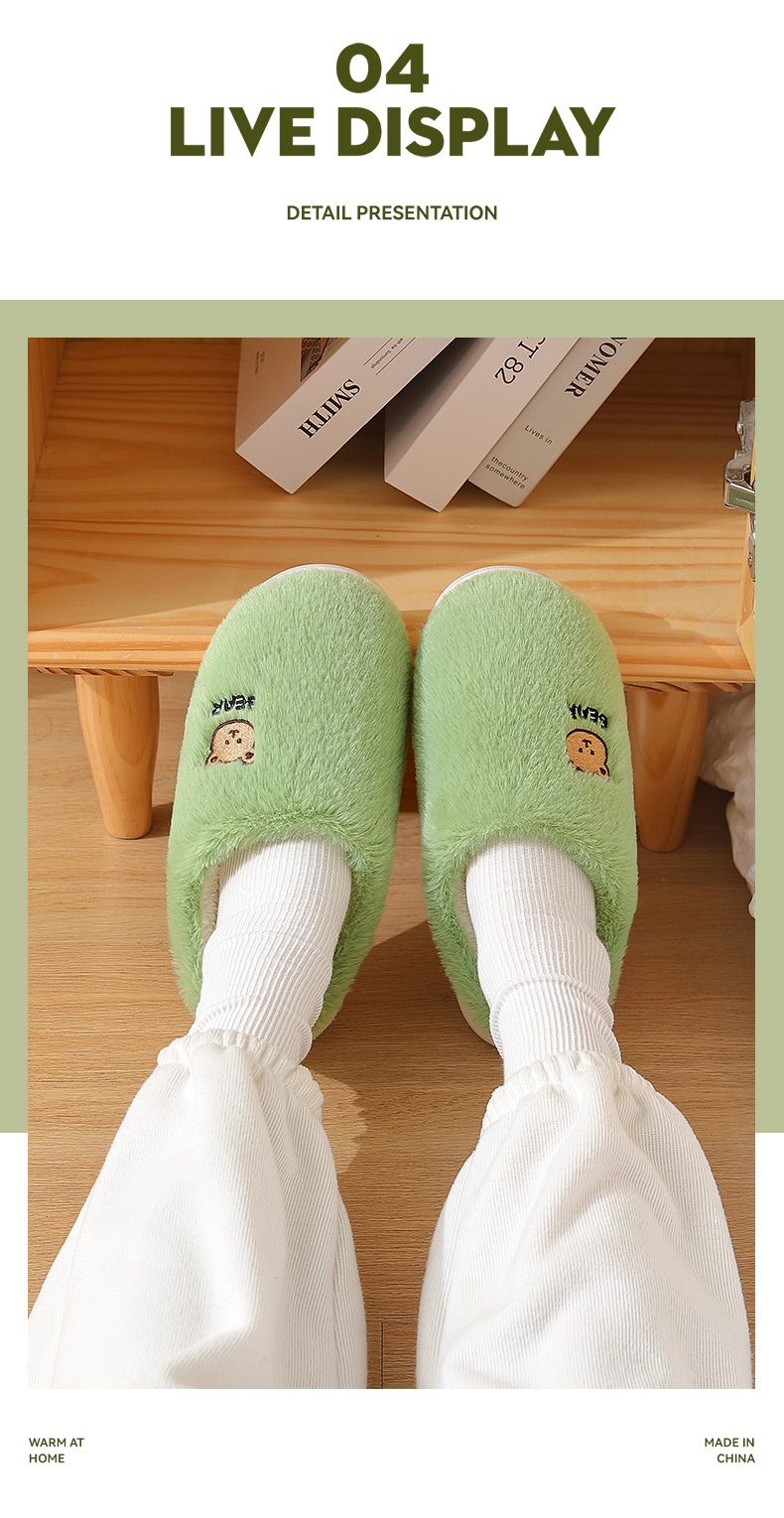 Zees Dikke Zool Stap Comfort Heren Binnen Warm Antislip Cartoon Katoen Winter Thuis Harige Pantoffels Dames_voghion.com