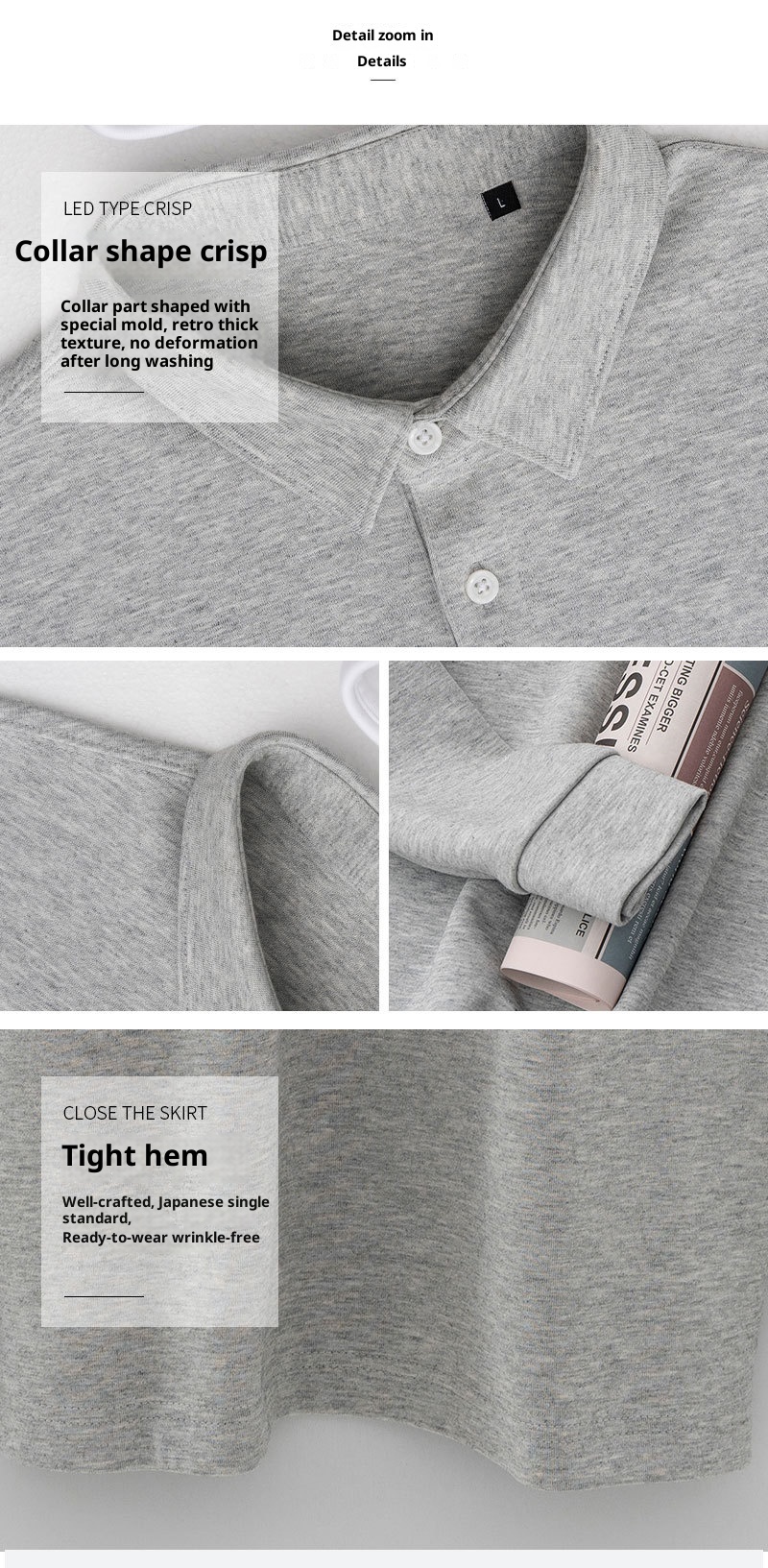 Polo da uomo in cotone Xinjiang spesso unisex con colletto a maniche lunghe e strato d'aria da 300 g di alta qualità_voghion.com