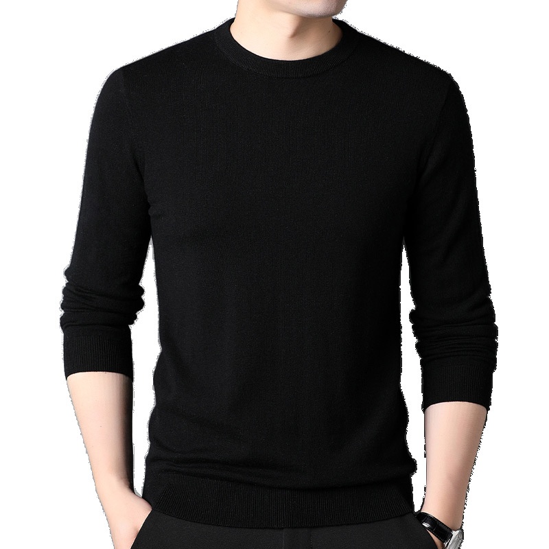 ragazzo Ragazzo Ragazzo Ragazzo Hengyuanxiang Maglione sottile in pura lana al 100% 2023 Autunno Inverno Nuovo girocollo tinta unita Camicia di base Abbigliamento da uomo_voghion.com