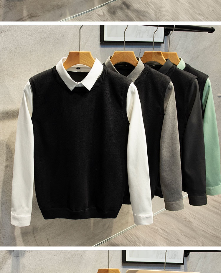 boy Boy Boy Boy Spring And Autumn Two-Piece Sweater Knitted Vest For Men Trendy 2025 New Fashion Casual Jacket Men's Clothing_voghion.com