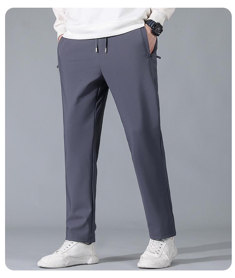 boy Spring And Autumn Nylon Stretch Business Casual Solid Color Waist Draped Loose Pants Men High Elastic Anti-Wrinkle_voghion.com