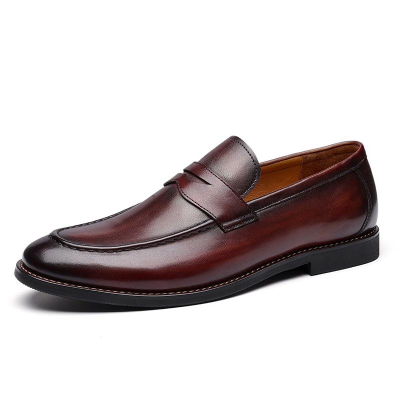 Voyage Voyage Summer Business Casual Thick-Soled Loafers Genuine Leather Slip-On Shoes Men's Top Layer Cowhide_voghion.com