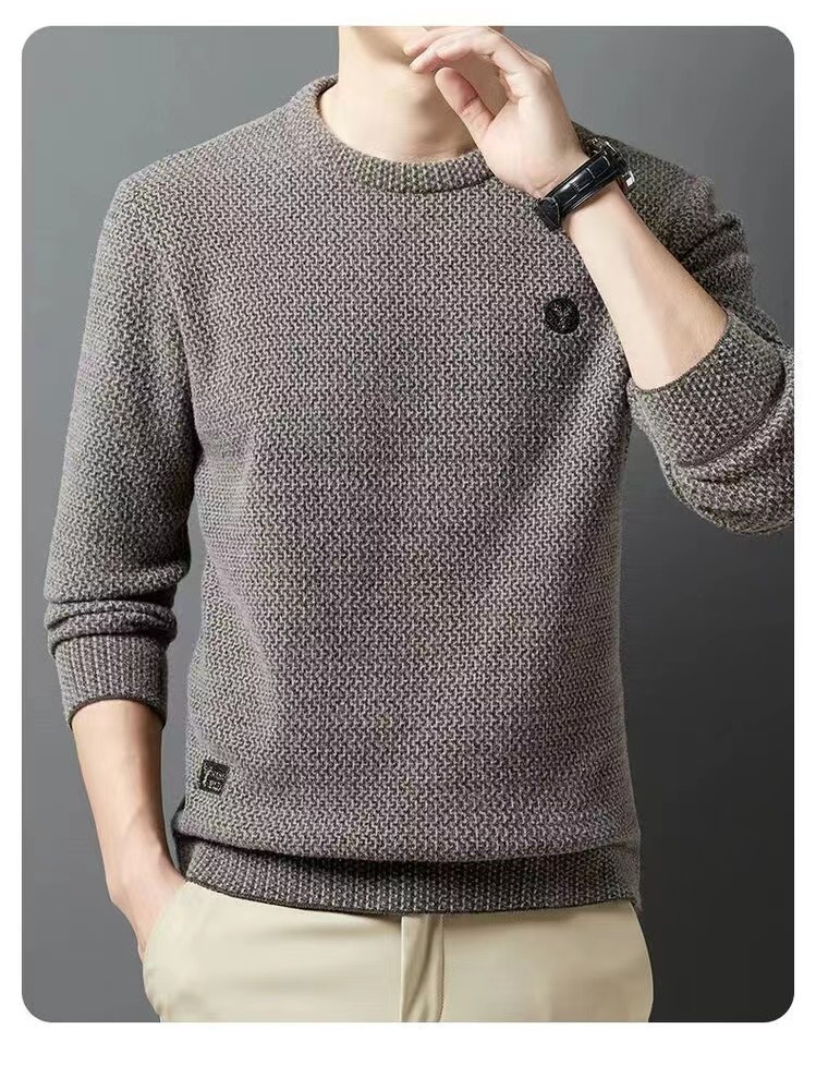 ragazzo Ragazzo Ragazzo Live Maglione lavorato a maglia invernale foderato in pile, collo rotondo, strato di base ispessito, abbigliamento da uomo Dropshipping_voghion.com