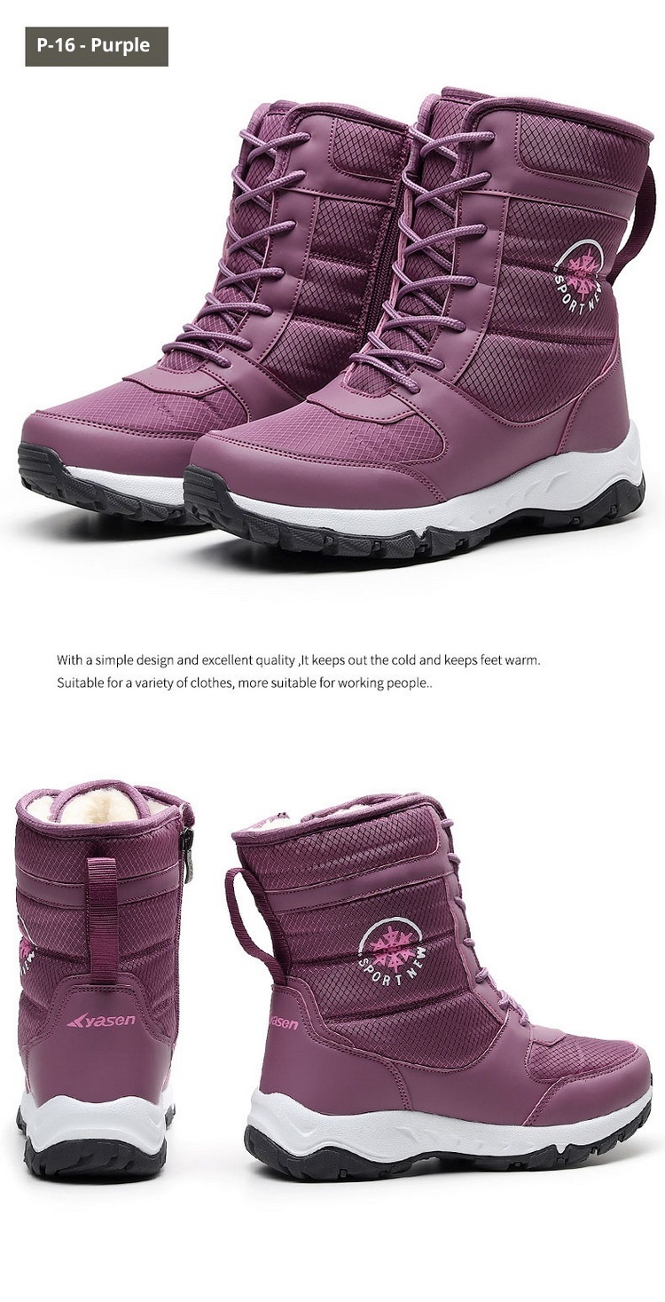 Zees Winter Outdoor Snowboots Dames, Halfhoog, Antislip, Waterdicht, Warme Skischoenen, Grote Maat Katoen Voor Noordoost, Reizen_voghion.com