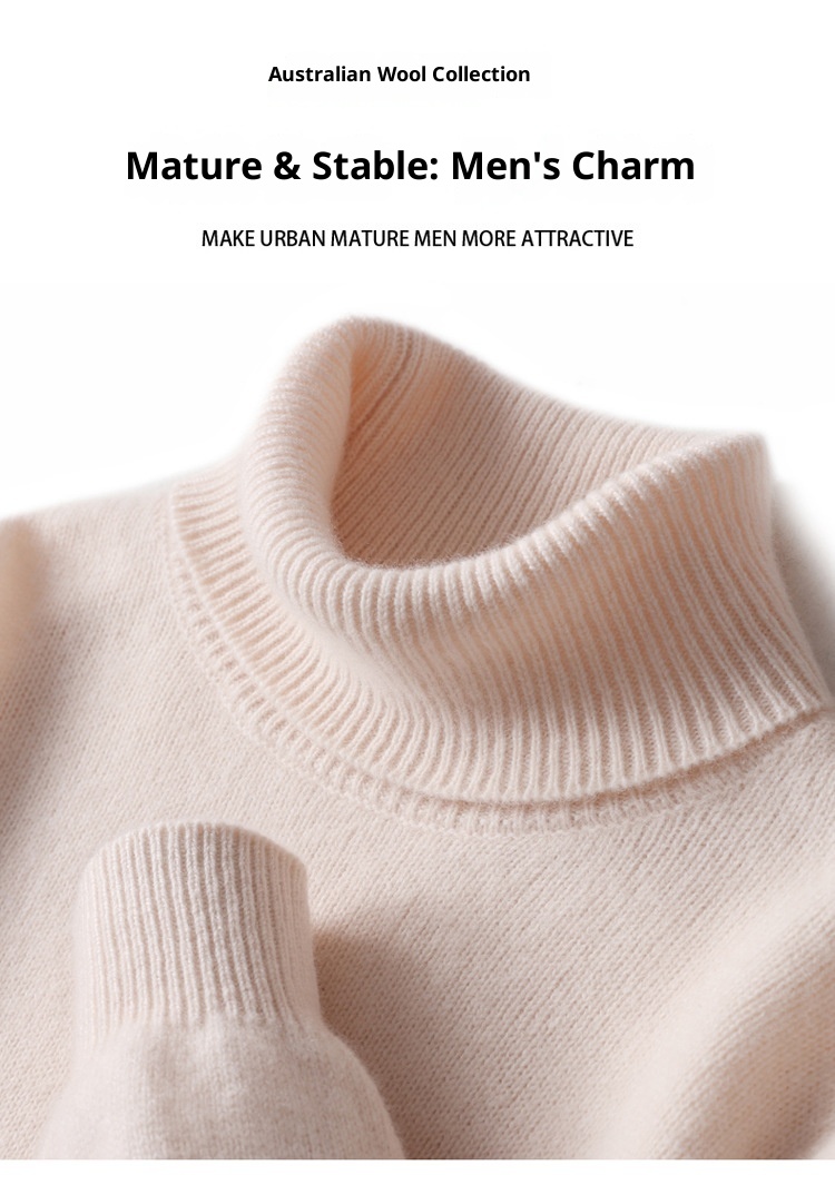 Boy Boy Boy Herren-Rollkragenpullover aus 100 % reiner Wolle, dick gefüttert, Herbst/Winter 2023, Strickpullover aus Kaschmir, lässig und vielseitig_voghion.com