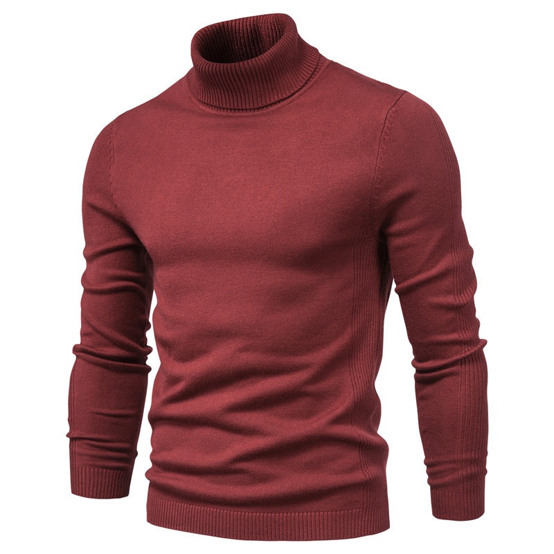 Herrenhemd im europäischen und amerikanischen Stil für Herbst und Winter, Slim Fit, Rollkragenpullover, Strickpullover_voghion.com