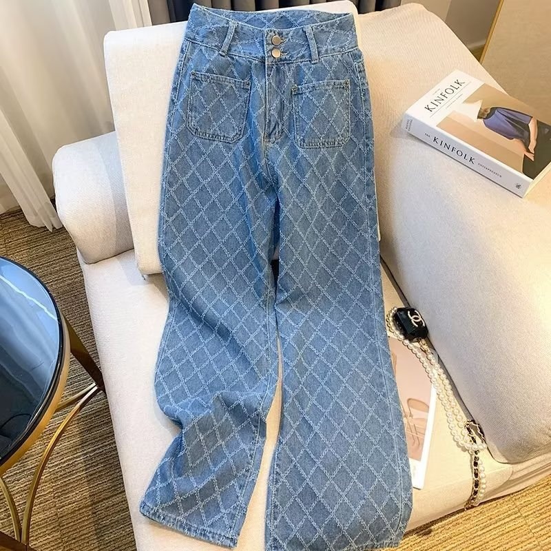 ChicShe Plus Size High Waist Jeans For Women, Trendy Brand 2024 New Japanese Style Plaid Long P, Youth Fashion Summer Thin_voghion.com