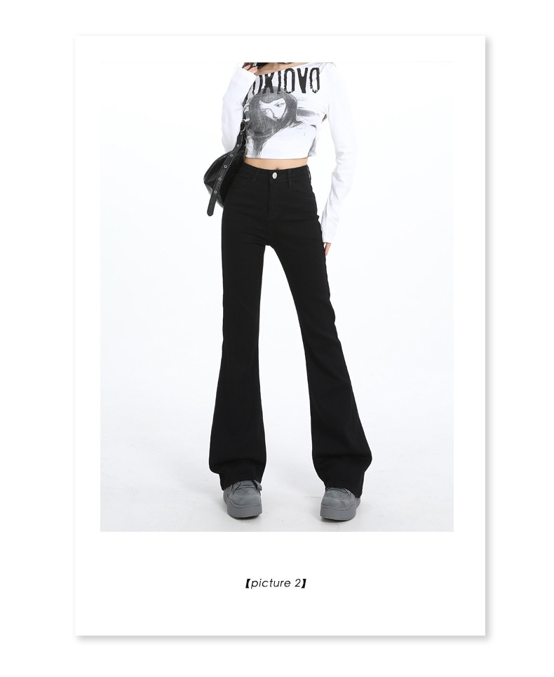 ChicShe Fleece-Lined Jeans Women, New American Style For Autumn And Winter, Petite Flared Black Slim Fit Slimming Bootcut Pants_voghion.com