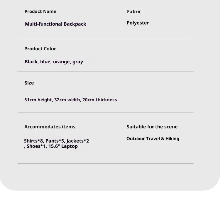 ActiveGo Cross-border New Multifunctional Backpack Large Capacity Hiking Long-distance Climbing Outdoor Sports Double Shoulder_voghion.com