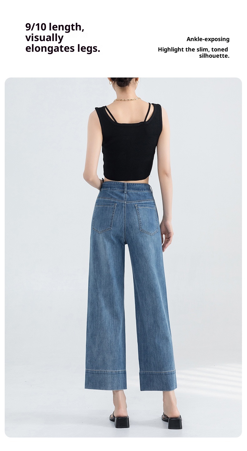 ChicShe Franse stijl jeans voor vrouwen 2025 zomer dunne hoge taille petite gedrapeerde broek cropped straight_voghion.com