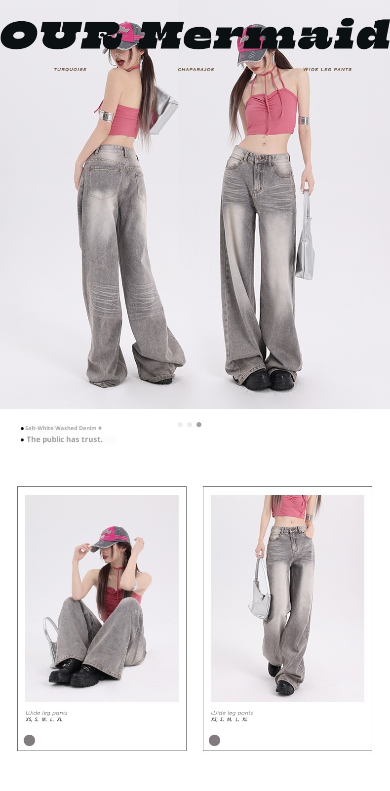 ChicShe Featured Moment Early Autumn New Gray Loose Versatile Trendy American Style Straight Wide-Leg Denim Jeans Long Pants For_voghion.com