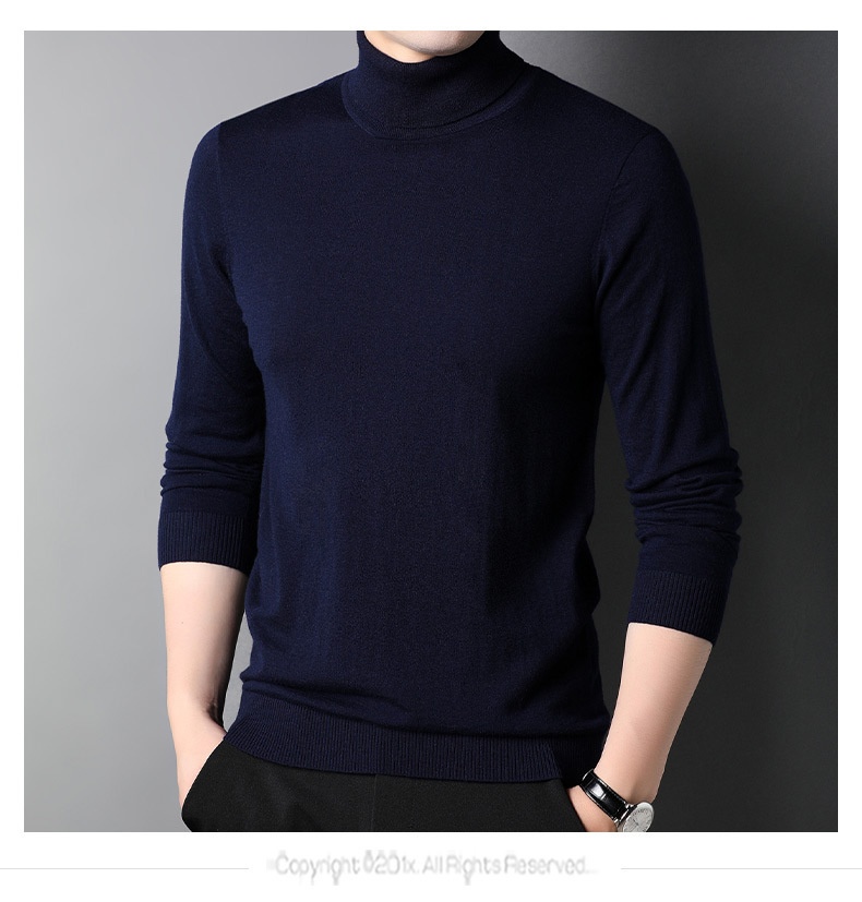 boy Boy Boy Fine Pullover High Neck Pure Wool Sweater For Men Casual Inner Layer Base Shirt Top_voghion.com