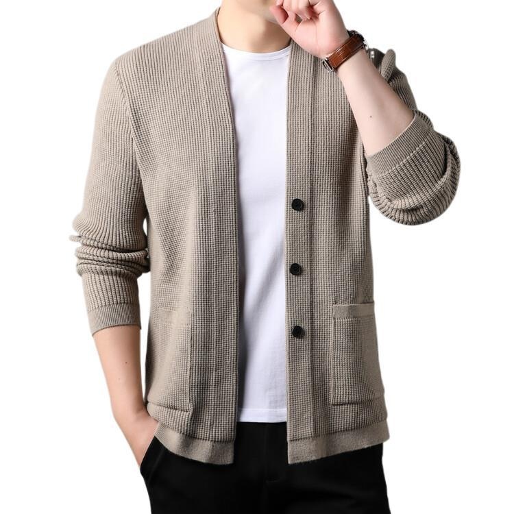 boy Boy Boy High-End Light Spring And Autumn Casual Knitted Cardigan Versatile Comfortable Fashionable Jacket Trendy Men's_voghion.com