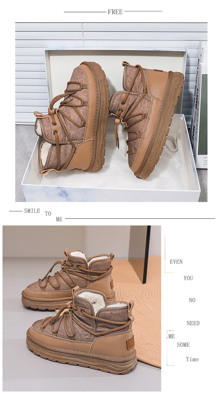 Zees Zees Harbin Outdoor Mid-Calf Snow Boots For Women Winter Warm Fleece Lined Thickened Waterproof Non-Slip Northeast Large Size_voghion.com