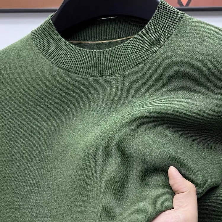 Maglione da uomo in pura lana, 100%, tinta unita, lavabile in lavatrice, girocollo, anti-pilling, con base in maglia_voghion.com