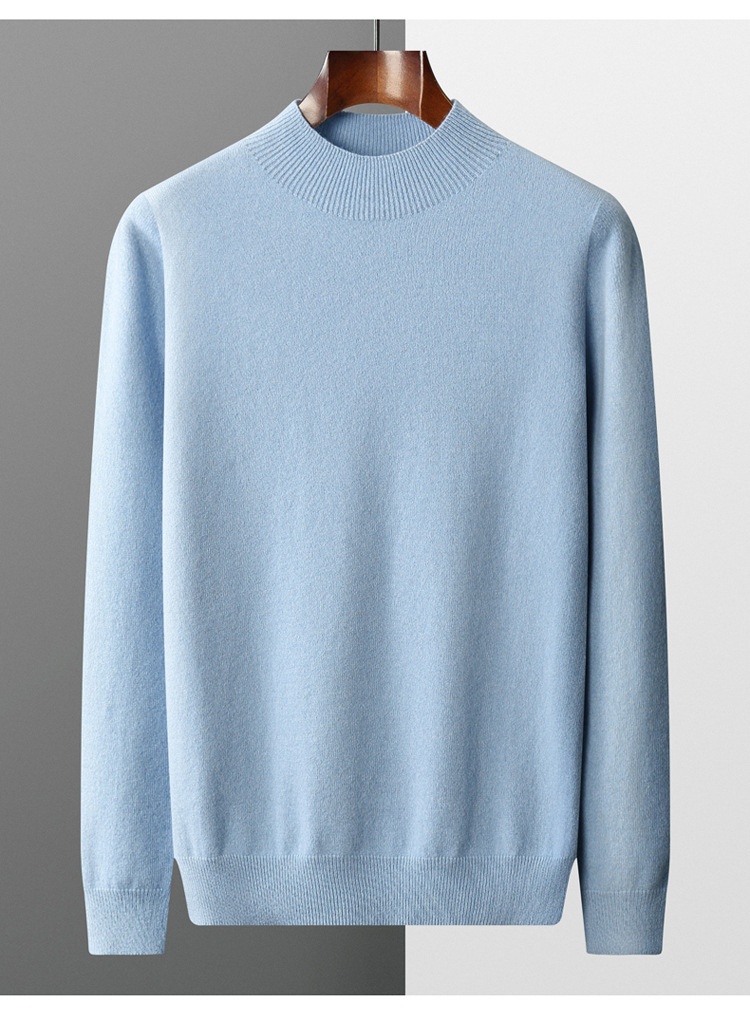 boy Boy Boy First-Line Ready-to-Wear Half Turtleneck Wool Men 2024 New Solid Color Knitted Sweater Loose Warm Pullover Base Shirt_voghion.com