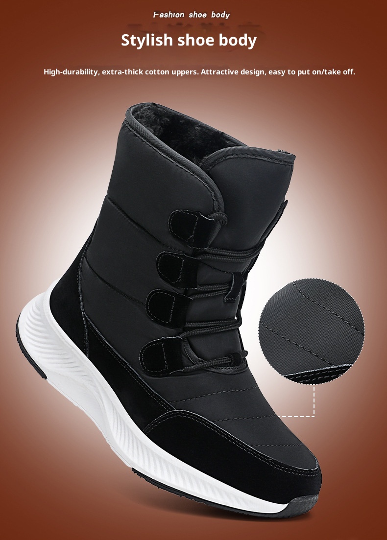 Zees 2023 Northeast Snow Botas de Esqui Femininas para Inverno, Cano Médio, Forradas com Lã e Acolchoadas, Tamanho Grande, Sola Grossa_voghion.com