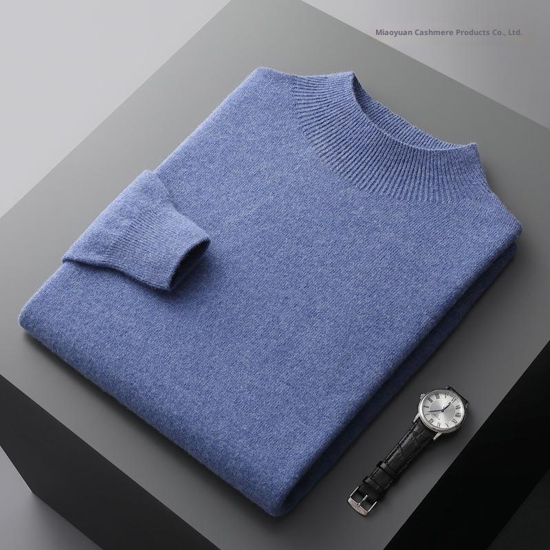 boy Boy Boy Solid Color Kitted Pullover Base Shirt Busiess Youthful Me's First-Lie Ready-to-Wear Half Turtleeck Wool Sweater_voghion.com