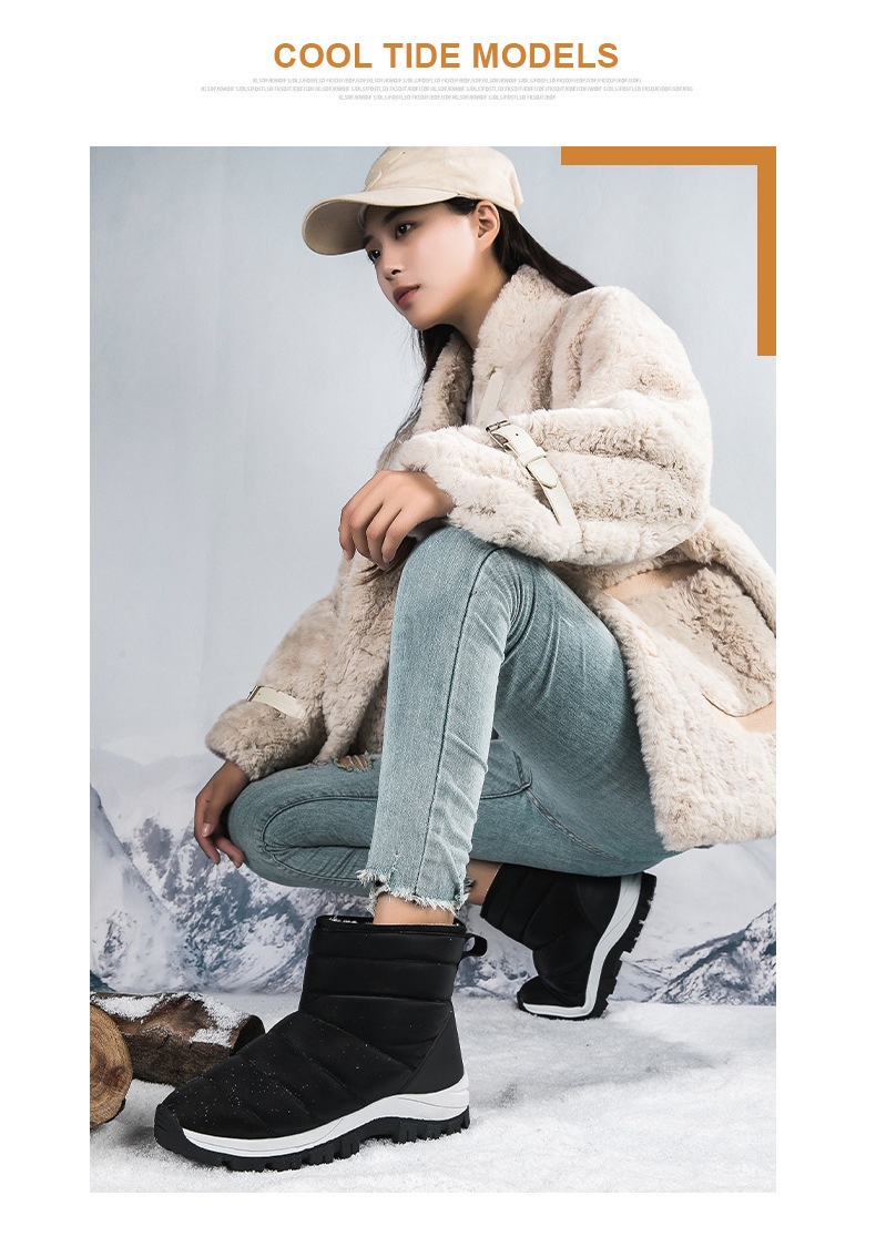 Zees Zees 2023 New Large Size Winter Fleece-Lined Warm Snow For Women Thickened Ski Cold-Proof Sports Cotton Shoes Short Boots_voghion.com
