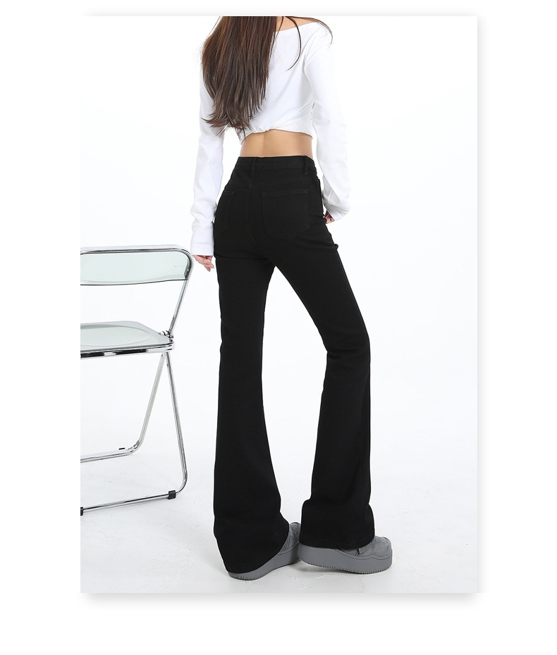 ChicShe Fleece-Lined Jeans Women, New American Style For Autumn And Winter, Petite Flared Black Slim Fit Slimming Bootcut Pants_voghion.com